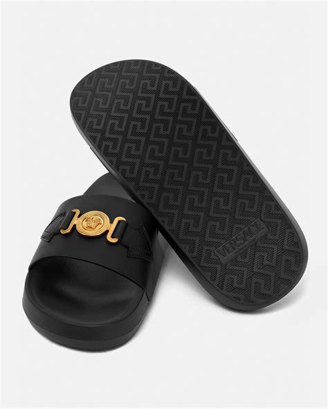 replica versace medusa slides|versace medusa detail round heels.